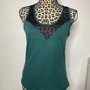 POP Fit Teal Tank Top with Black Mesh Accent